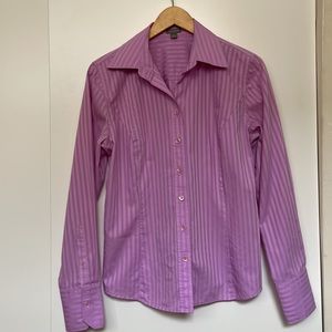 Ann Taylor Lilac Striped Dress Shirt Size Medium